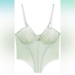 Savage X Fenty Going Platinum Bustier Green Mist Womens Size Small - NWT